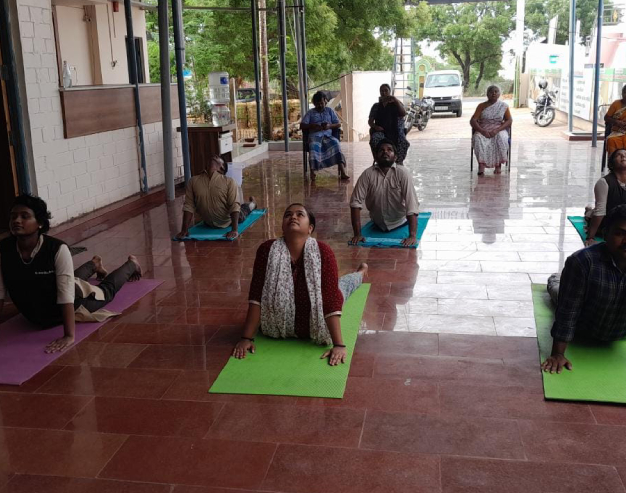Guided yoga breathing and mindfulness therapy